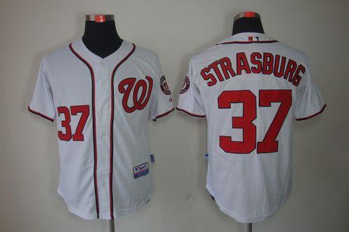 Nationals #37 Stephen Strasburg Stitched White MLB Jersey